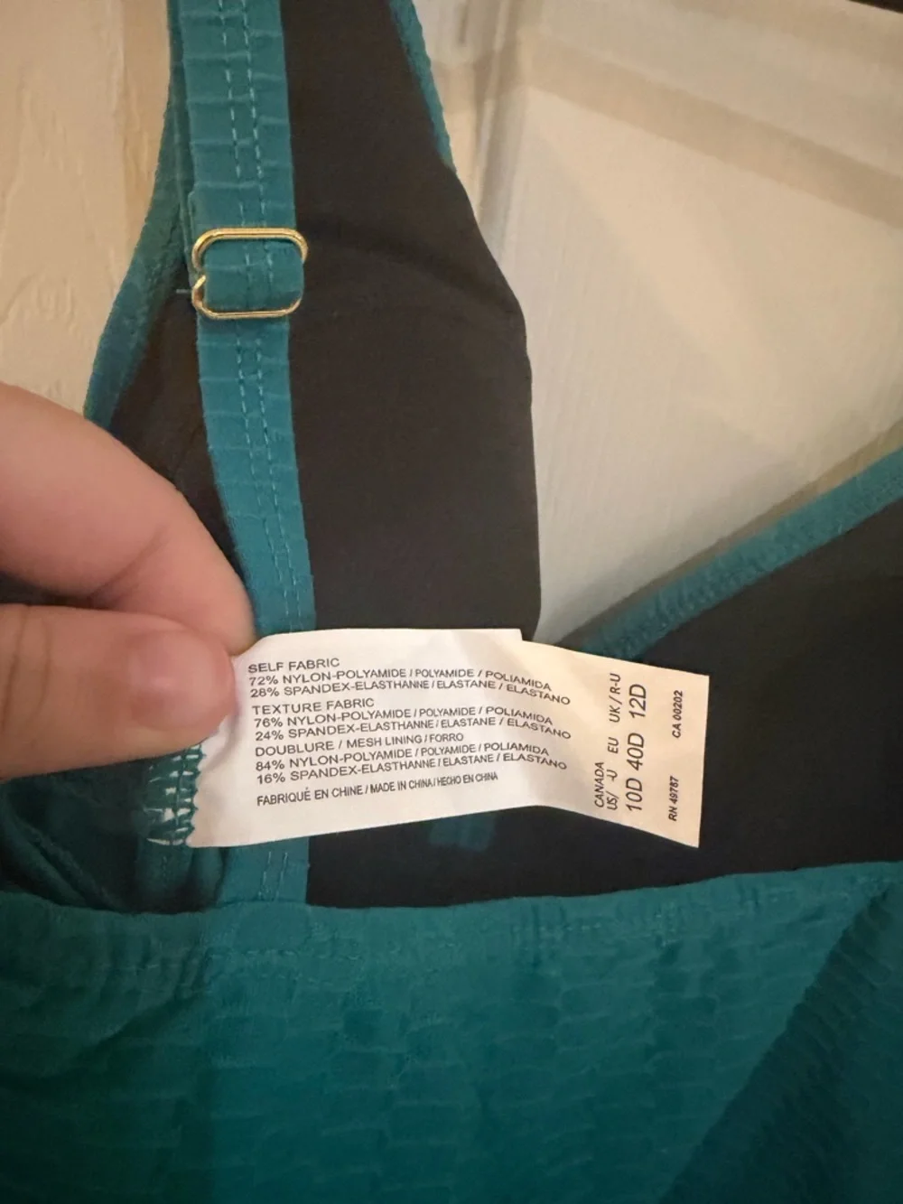 Christina Swim Deep Sea Teal Textured V-Neck Tankini Top - 10D